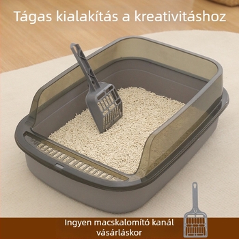 Pipitao macskaalom doboz, kör formájú, PP anyag, nyitott felső rész, alkalmas kiscicák és felnőtt macskáknak