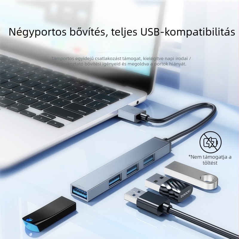 Toocki Pilot USB 3.0 4-portos hub, 5Gbps, külső tápegység nélküli, 0,1 m-es kábel
