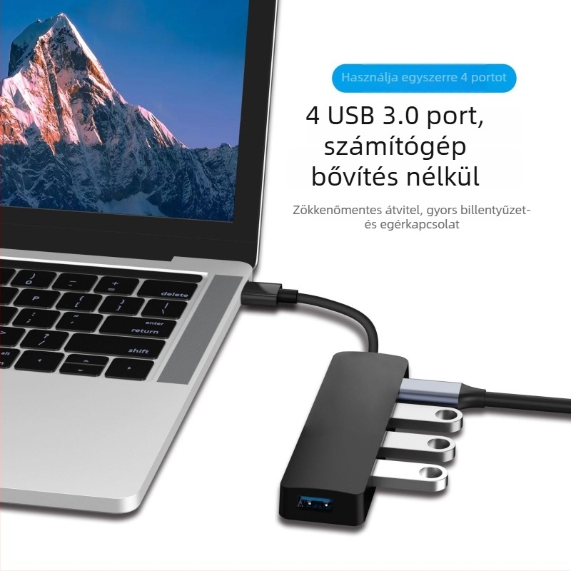 USB 3.0 dokkoló 5-in-1 HDMI 4K60Hz-vel, USB hub 3 porttal, 0,15 m kábel, külső tápegység nélkül
