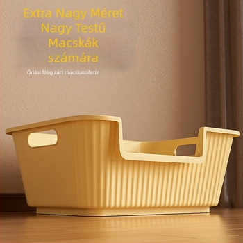 Gigantikus macskaalomtálca, extrán nagy méret, szóródásmentes, anti-szóródás funkcióval, félig zárt, nyitott stílusú