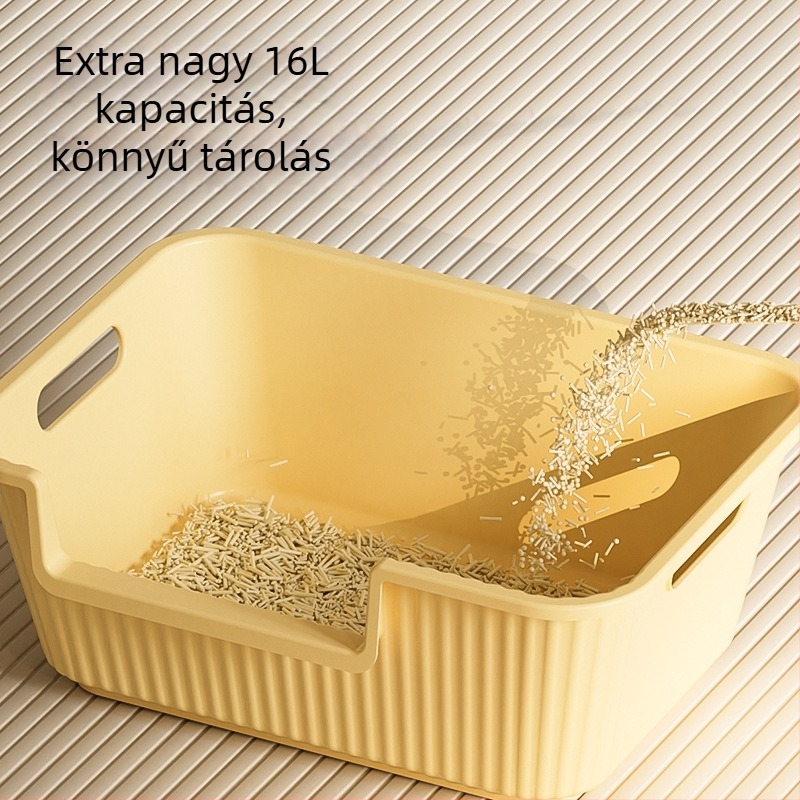 Gigantikus macskaalomtálca, extrán nagy méret, szóródásmentes, anti-szóródás funkcióval, félig zárt, nyitott stílusú