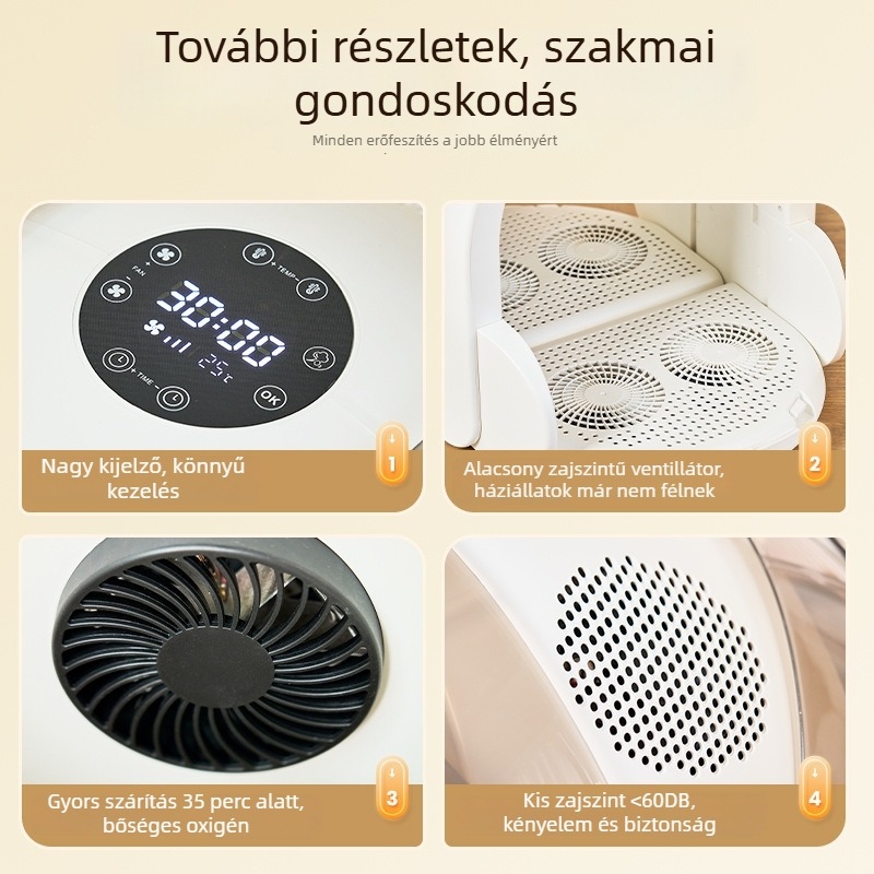 Összecsukható háziállat-szárító doboz macskáknak és kistestű kutyáknak, XYhongganxiang modell, 1000–1199W, 110V, merev kar típus, túlmelegedés elleni védelem