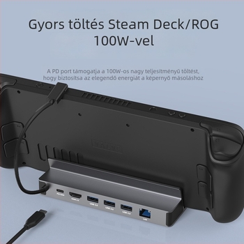 ROG Steam Deck USB-C dokk, hub 1–6, 5 Gbps, 10 cm kábel, külső tápellátás nélkül