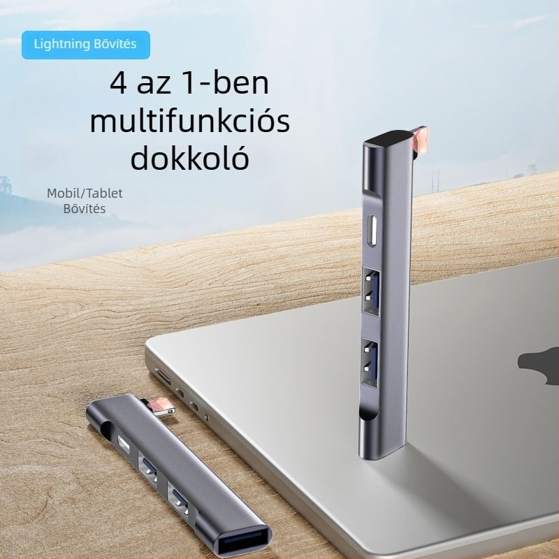 Apple WG-512 négyin‑egy dokkoló állomás Lightning interfésszel, 4-portos hub, külső táp nélkül