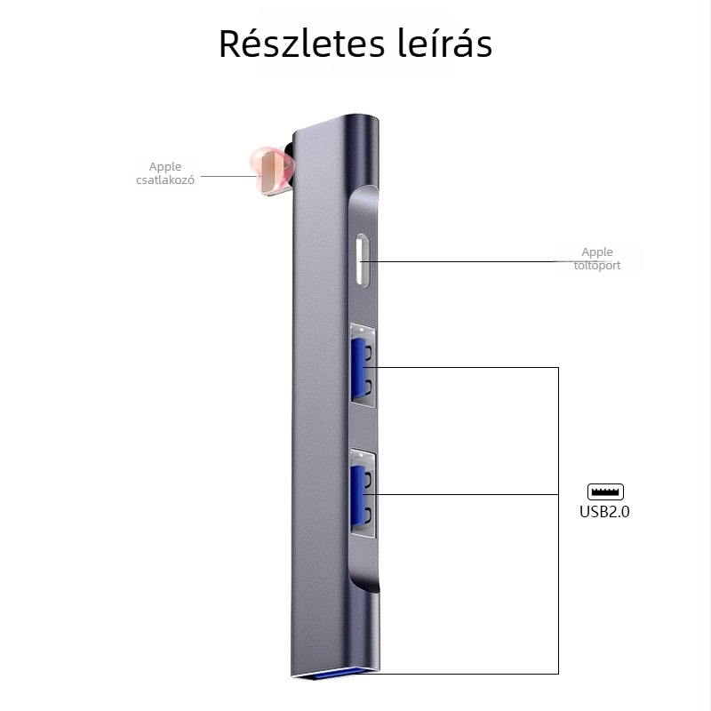 Apple WG-512 négyin‑egy dokkoló állomás Lightning interfésszel, 4-portos hub, külső táp nélkül