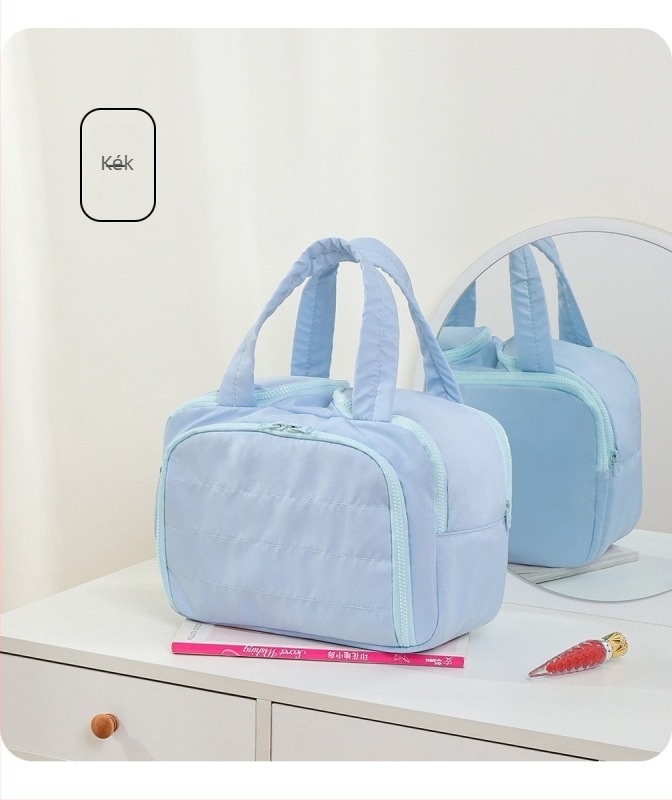 Kozmetikai táska kettős széles nyitással, bővíthető kapacitással, vízálló, száraz-nedves elválasztással, Oxford anyagból