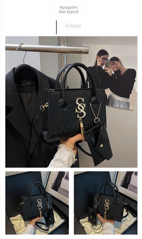 Női crossbody táska - Utcai divat stílus, mini négyzet formájú, PU anyag, cipzáras zárás, belső szintetikus bőr bélés