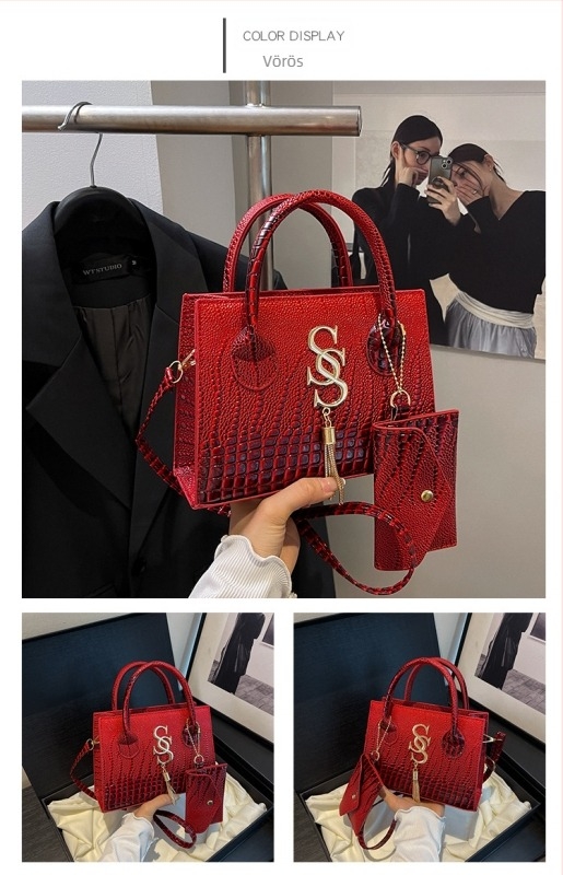 Női crossbody táska - Utcai divat stílus, mini négyzet formájú, PU anyag, cipzáras zárás, belső szintetikus bőr bélés