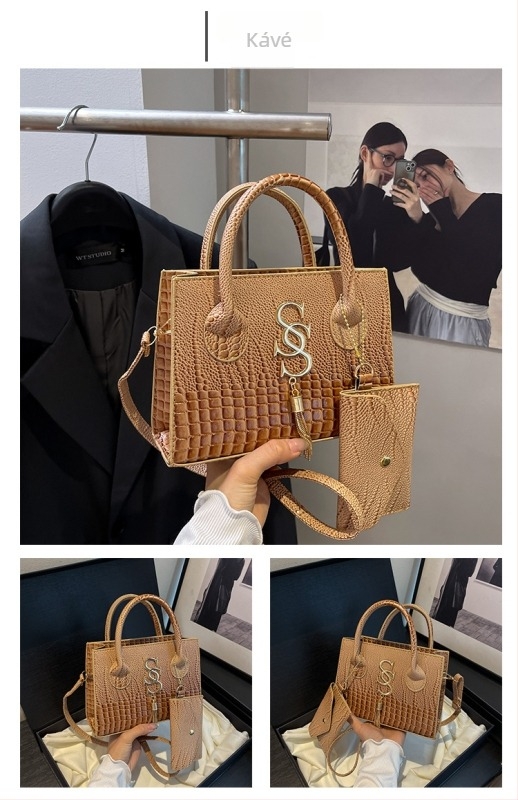 Női crossbody táska - Utcai divat stílus, mini négyzet formájú, PU anyag, cipzáras zárás, belső szintetikus bőr bélés