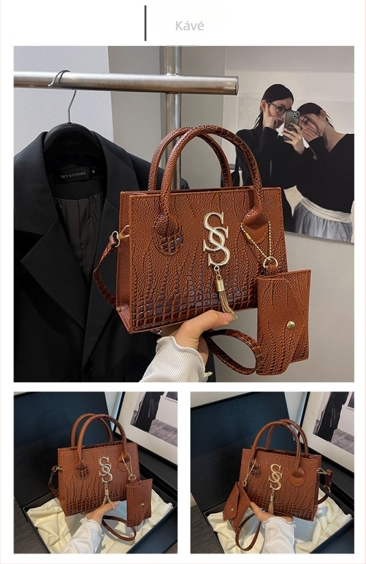 Női crossbody táska - Utcai divat stílus, mini négyzet formájú, PU anyag, cipzáras zárás, belső szintetikus bőr bélés