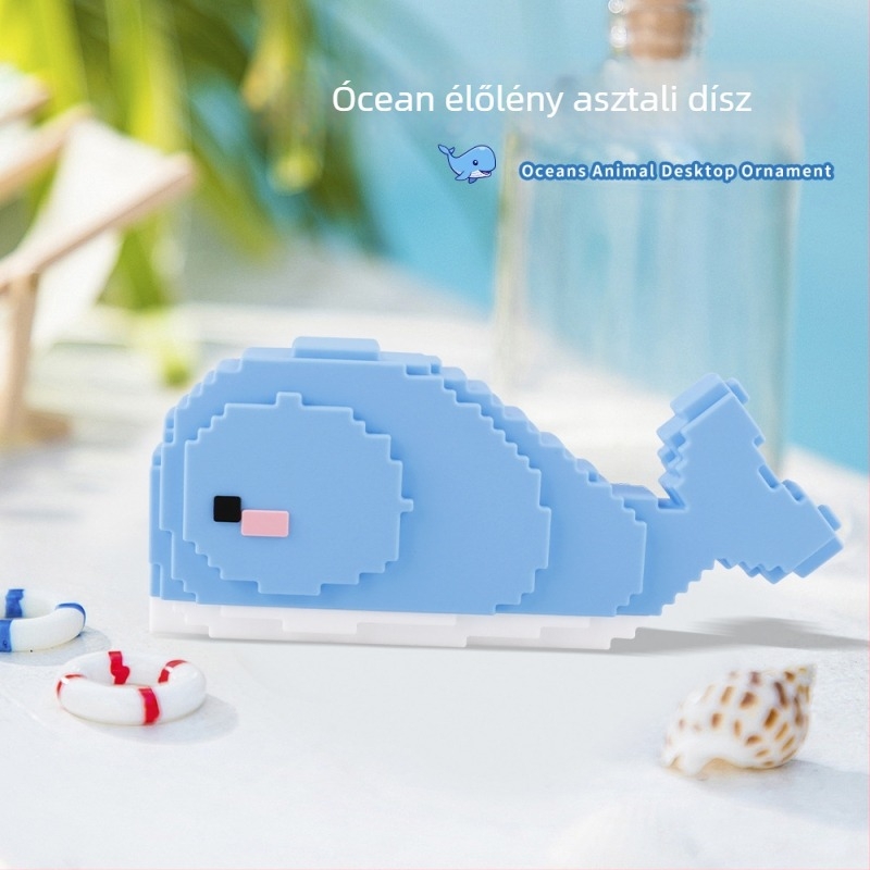 Whale USB 2.0 3-portos hub, asztali dekoráció, 25 cm kábel, USB-ről táplált