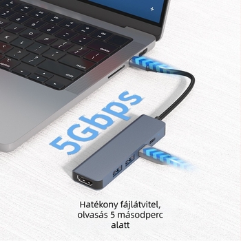 5 az 1-ben USB-C dokkoló HDMI-vel, PD 100W