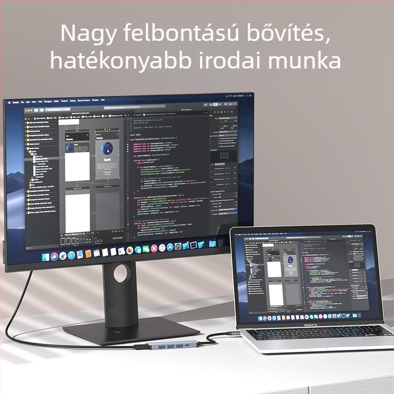 5 az 1-ben USB-C dokkoló HDMI-vel, PD 100W