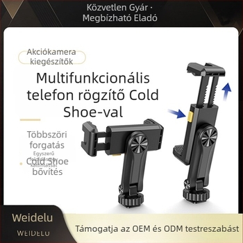 Többfunkciós telefon-tartó 360°-os forgással és hideg cipő csatlakozással - Wadeu, Modell: Pop the mobile phone holder individually, ABS