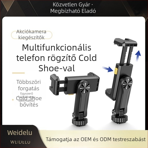 Többfunkciós telefon-tartó 360°-os forgással és hideg cipő csatlakozással - Wadeu, Modell: Pop the mobile phone holder individually, ABS