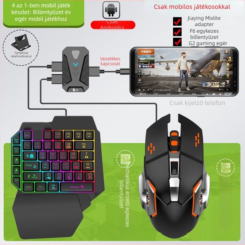 Musketeer Mixlite Android játékvezérlő és billentyűzet/egér adapter — USB interfész, Bluetooth kapcsolat, ABS anyag, egy felhasználó részére