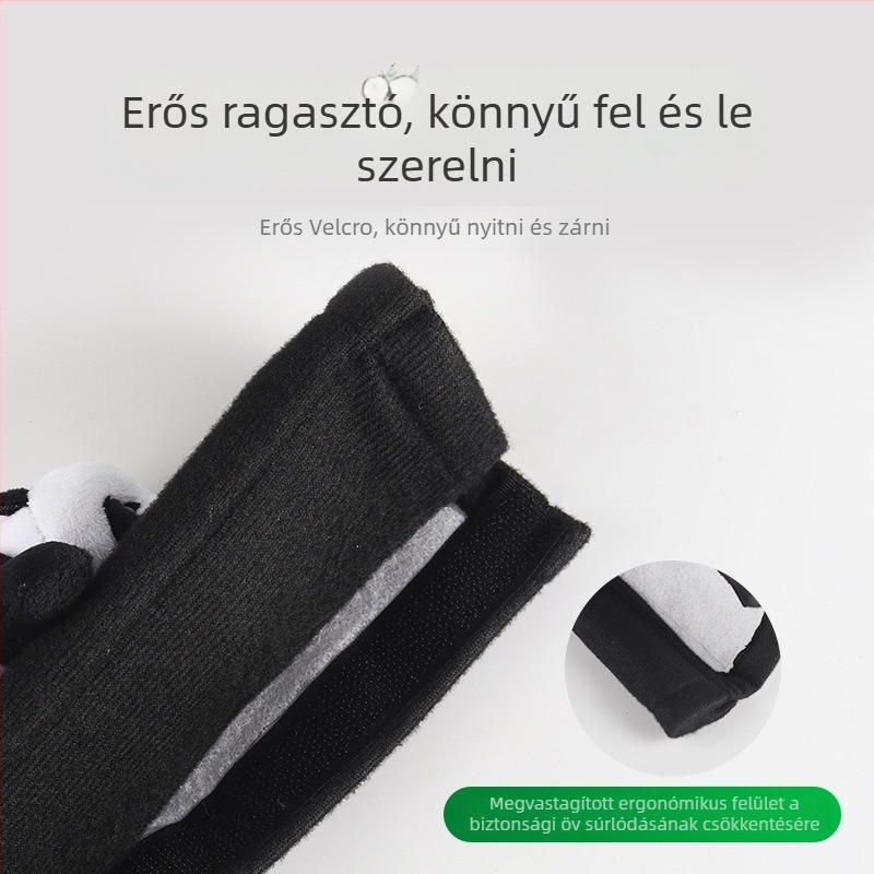 Autóöv vállpárnák – Panda design, puha, aranyozott réz anyag, Mclaren márka