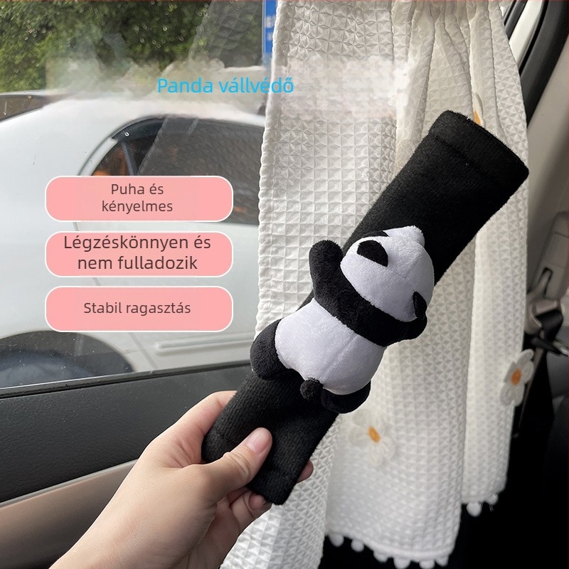 Autóöv vállpárnák – Panda design, puha, aranyozott réz anyag, Mclaren márka