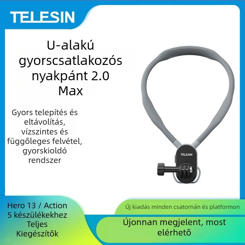Telesin Gyorskioldású U-alakú nyak-tartó 2.0 Max kiadás GoPro, DJI Action és Insta360-hoz