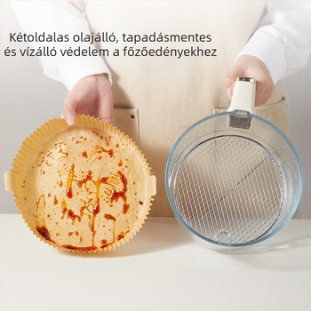 Légsütőhöz való sütőpapír – olajfelszívó, dupla oldalú szilikon bevonat sütőpapír, tepsihez, 35 g/m²