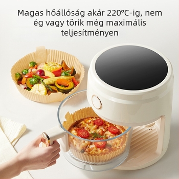 Légsütőhöz való sütőpapír – olajfelszívó, dupla oldalú szilikon bevonat sütőpapír, tepsihez, 35 g/m²