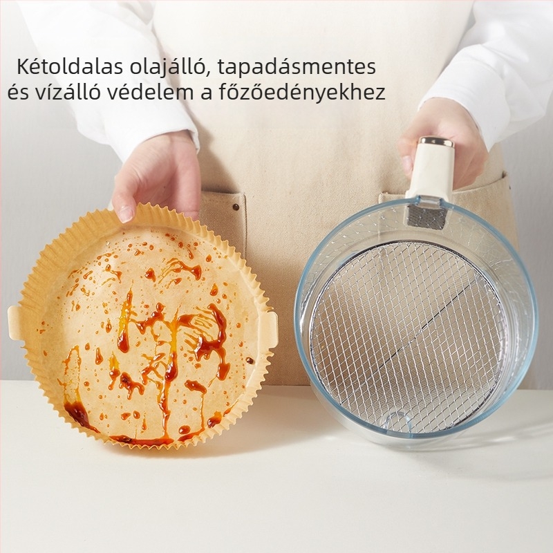 Légsütőhöz való sütőpapír – olajfelszívó, dupla oldalú szilikon bevonat sütőpapír, tepsihez, 35 g/m²