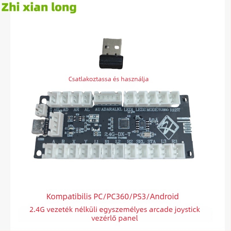 Vezeték nélküli 2.4G USB joystick Android/PC/PS3/PC360 — arcade vezérlő rezgésmentes