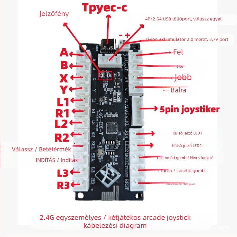 Vezeték nélküli 2.4G USB joystick Android/PC/PS3/PC360 — arcade vezérlő rezgésmentes
