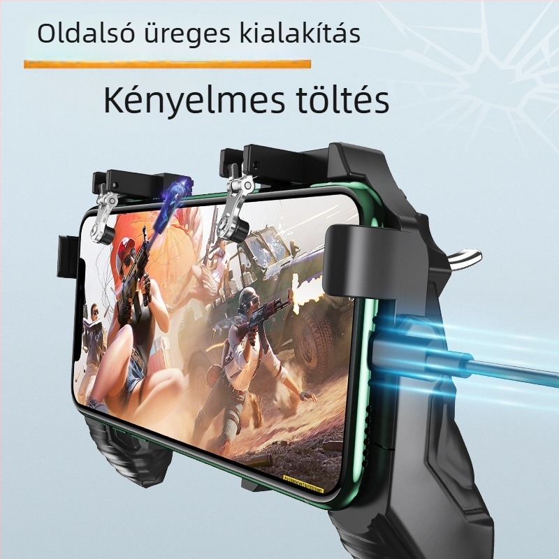 Vezeték nélküli játékkontroller négyujjas kapcsolómechanizmussal és joystickkel, visszacsatolás, ABS+fém, okostelefon és PC-kompatibilis