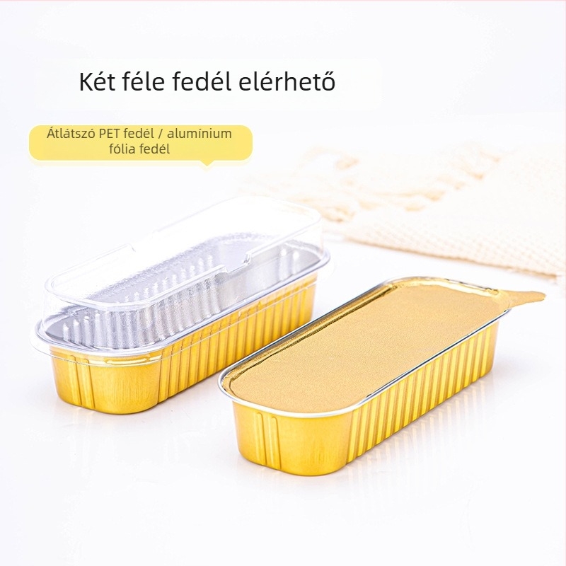 Egyszer használatos alumíniumfóliából készült téglalap alakú sütőedény, vastított, légkeveréshez – Saizhuo márkával; Anyag: alumínium fólia; Csomagolás: 1000 db; Eredet: Guangdong