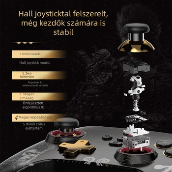 Z03DP Vezeték nélküli játékvezérlő Hall-Effect joystick alaplappal, USB-C, Két ravasz gomb, Kompatibilis PC, Switch, Android és iOS