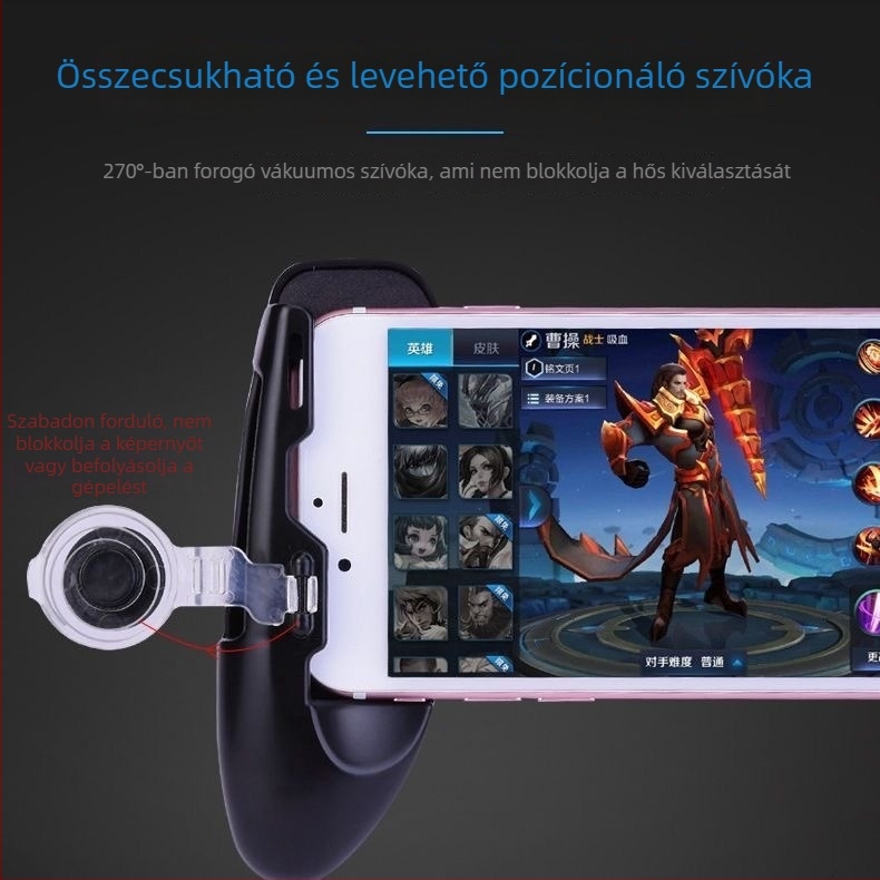 Vezeték nélküli mobil játékvezérlő, kompatibilis Honor of Kings és Peace Elite-vel, 3‑in‑1 pozíciós grip PUBG-hoz, PP műanyag tokozás, erővisszacsatolásos vibráció