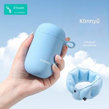 Hordozható felfújható U-formájú nyakpárna autóutakhoz logónyomással; töltet: levegő; anyag: milk silk; modell Ellxz03; modern, egyszerű stílus.