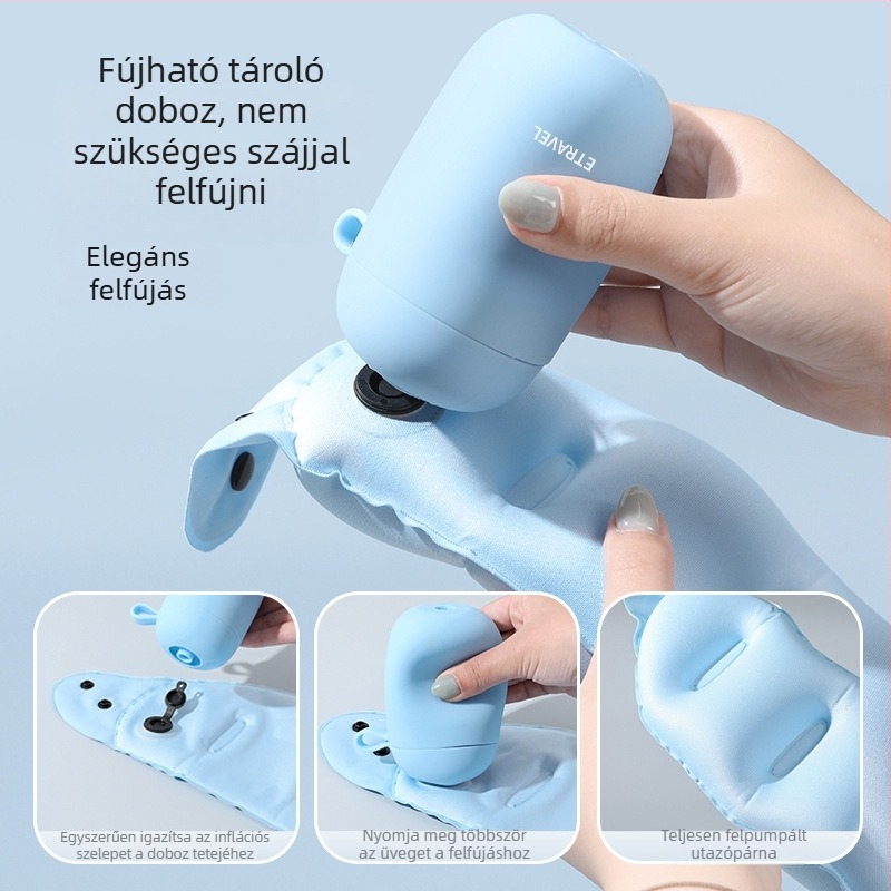 Hordozható felfújható U-formájú nyakpárna autóutakhoz logónyomással; töltet: levegő; anyag: milk silk; modell Ellxz03; modern, egyszerű stílus.