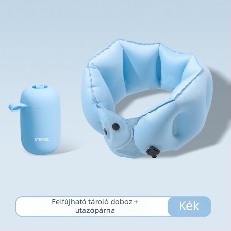 Hordozható felfújható U-formájú nyakpárna autóutakhoz logónyomással; töltet: levegő; anyag: milk silk; modell Ellxz03; modern, egyszerű stílus.