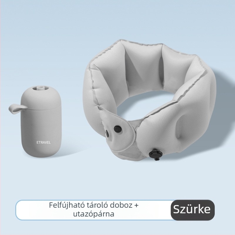 Hordozható felfújható U-formájú nyakpárna autóutakhoz logónyomással; töltet: levegő; anyag: milk silk; modell Ellxz03; modern, egyszerű stílus.