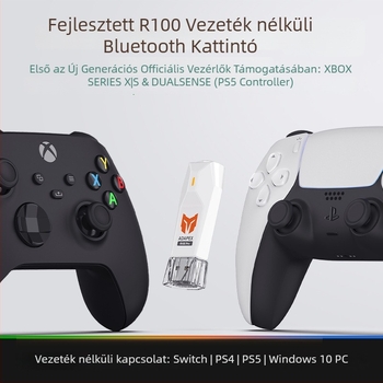 R100 Pro Vezeték nélküli Bluetooth kontrollerek átalakító Switch, PS5, PS4, Xbox, PC számára — USB interfész • ABS anyag • joystick kalibrálás • rezgés nélkül