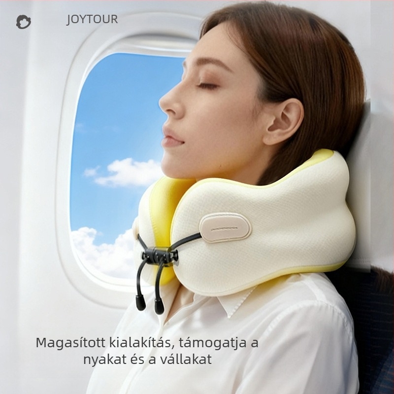 Memóriával töltött U- alakú nyakpárna – lassú visszaállás, könnyű, 0,5 kg alatt, levehető, mosható huzat, utazáshoz és irodába