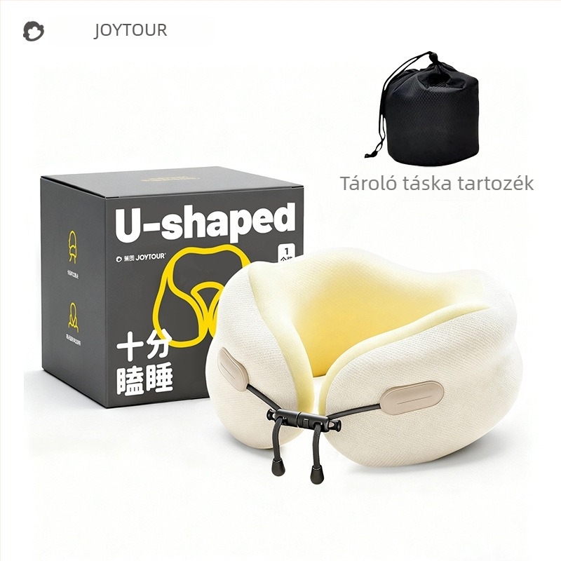 Memóriával töltött U- alakú nyakpárna – lassú visszaállás, könnyű, 0,5 kg alatt, levehető, mosható huzat, utazáshoz és irodába