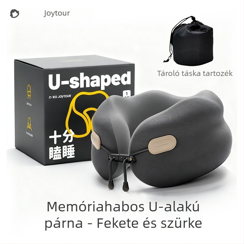 Memóriával töltött U- alakú nyakpárna – lassú visszaállás, könnyű, 0,5 kg alatt, levehető, mosható huzat, utazáshoz és irodába