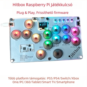 Hitbox-stílusú joystick, ultra-vékony arcade kontrollert akril házzal, kötött Type-C csatlakozás, rezgésmentes, 2 játékos kompatibilis, PC/Xbox/PS/Switch/Android