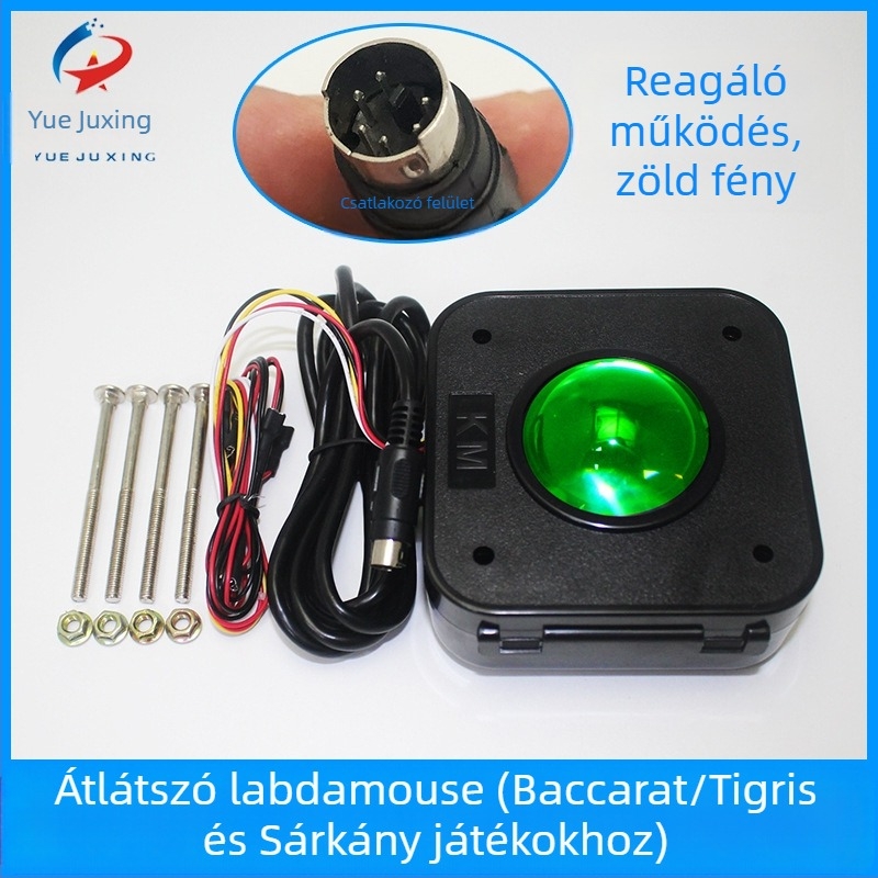 Nagy trackball egér játékkonzolhoz, átlátszó gömbbel és joystick-stílusú irányítással