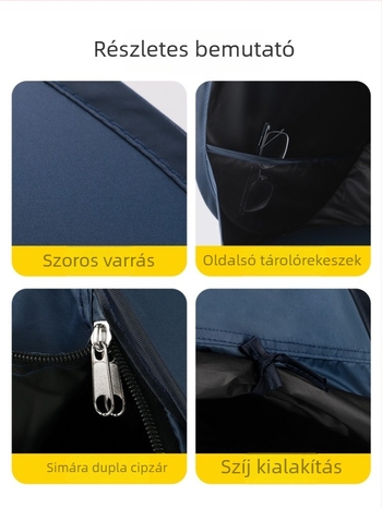 Hordozható tengerparti sátor - egyrétegű, gyors összeszerelés, napvédő és szélvédelmi funkciók; súly 0,2 kg; acélsodrony keret; vízálló 1000–1500 mm