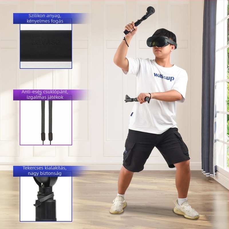 Golf játékkezelő VR szemüveghez, fénykard kinyúló rúd tartóval, Meta Quest Pro-kompatibilis, szilikon, modell DC, 100 g