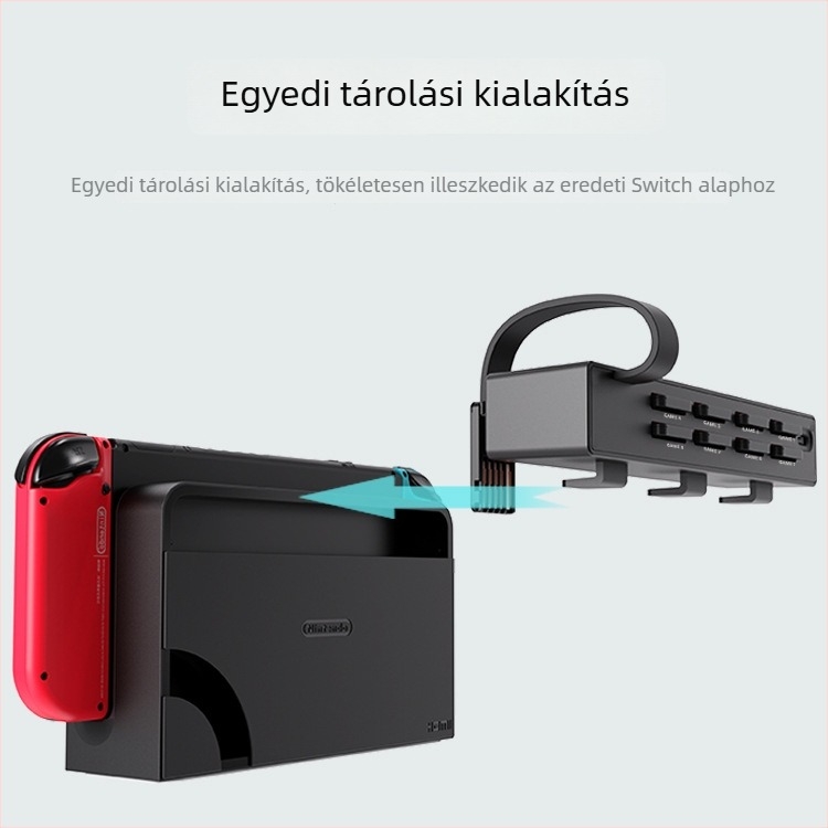 Nintendo Switch 1. generációs kartridges tároló tok 8 rekeszzel, USB-C töltőkábel