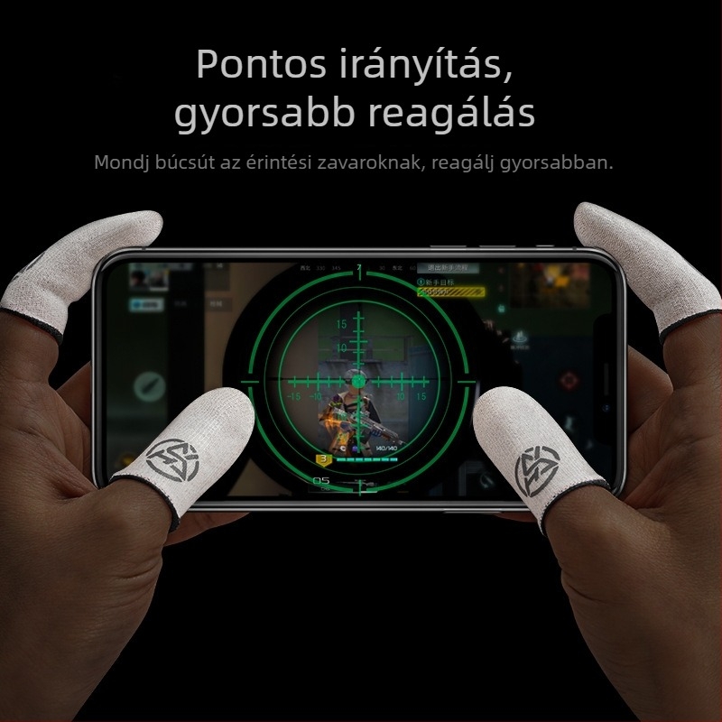 Játék ujjvédő, Ice Silk Fiber anyag, izzadságmentes és csúszásmentes, ultra vékony, horgolt technológia, érintőképernyős telefonok/tablettekhez