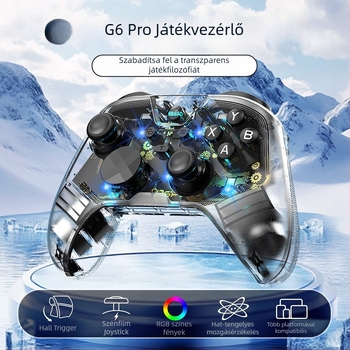 G6PRO Bluetooth játékkontroller Hall-effekt gombokkal és karbonfilm joystickkal, PC, iOS, Android és Nintendo Switch kompatibilis