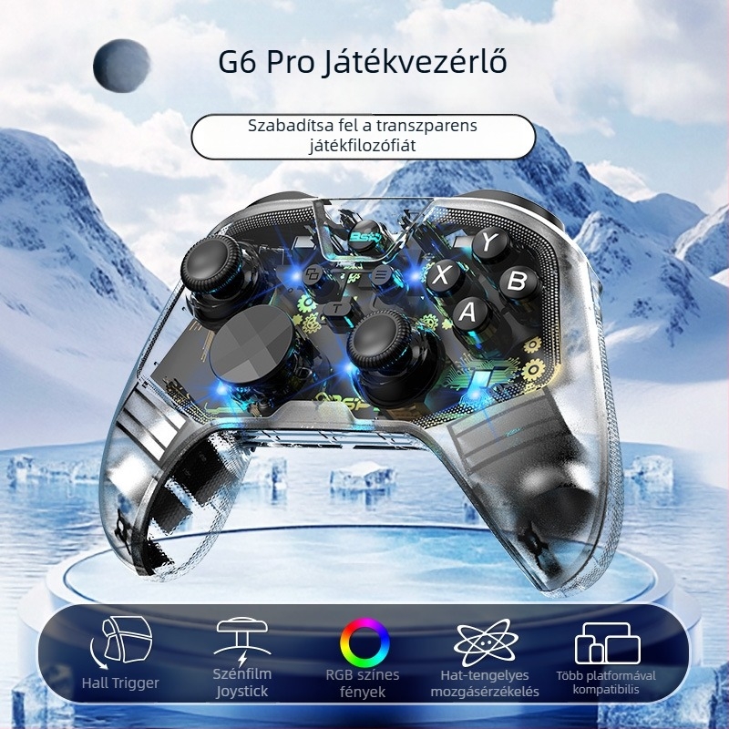 G6PRO Bluetooth játékkontroller Hall-effekt gombokkal és karbonfilm joystickkal, PC, iOS, Android és Nintendo Switch kompatibilis