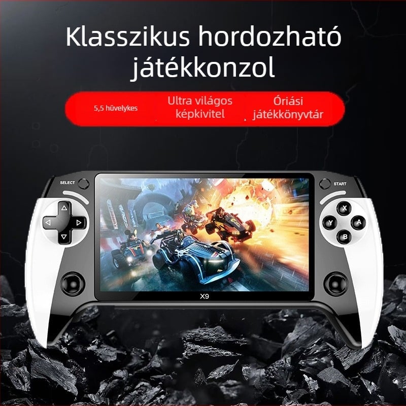 X9 hordozható játékkonzol 8 emulátorral, 64/128GB memória, vezeték nélküli kapcsolat, 3,5 mm-es audio jack, 720p kimenet