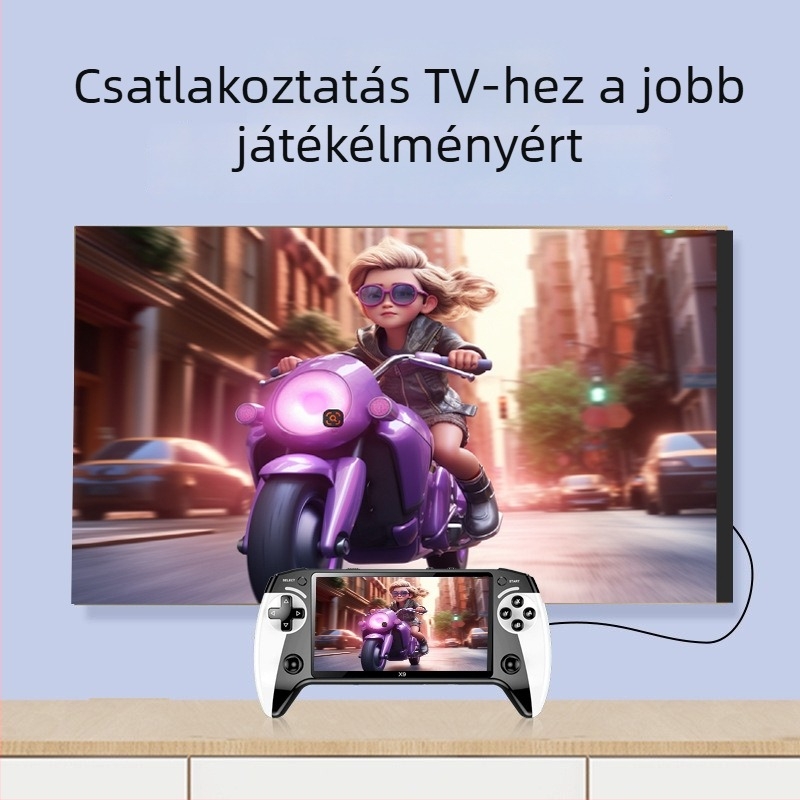 X9 hordozható játékkonzol 8 emulátorral, 64/128GB memória, vezeték nélküli kapcsolat, 3,5 mm-es audio jack, 720p kimenet